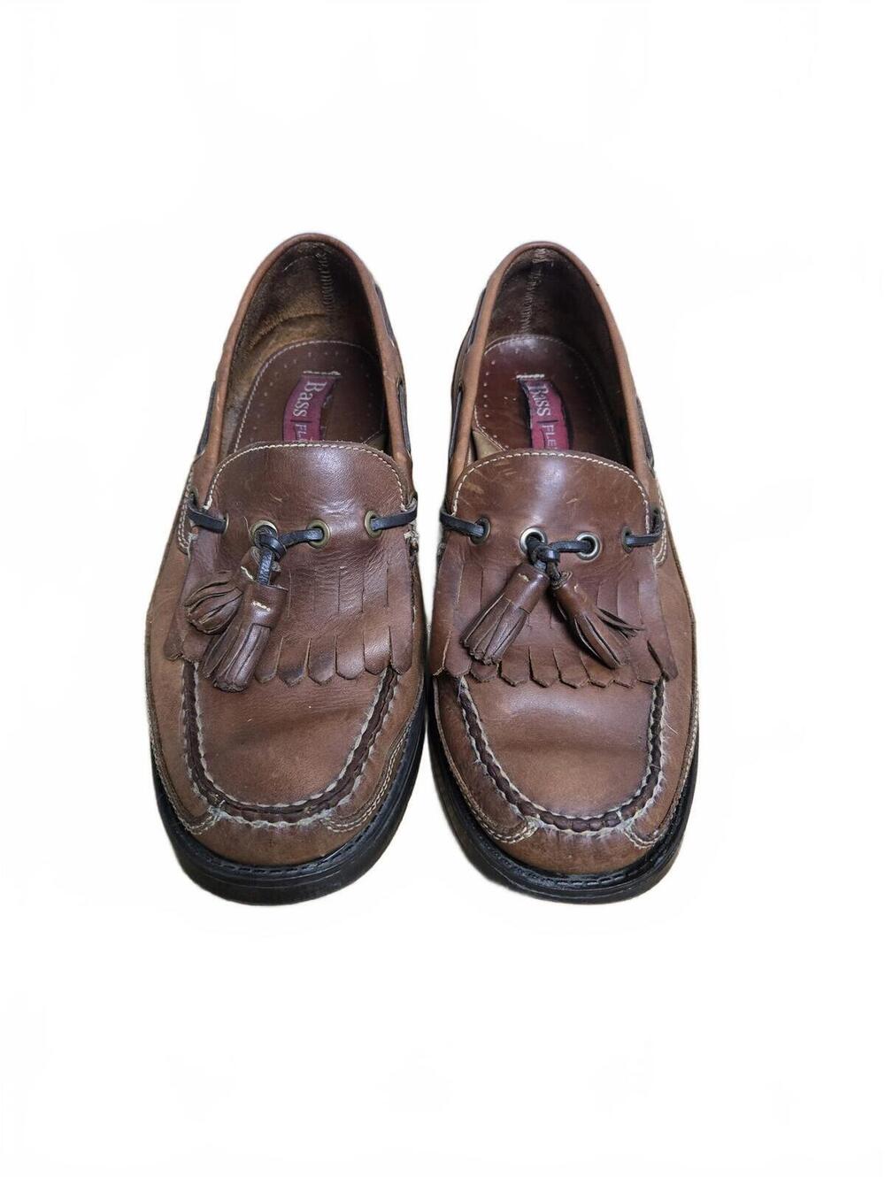 Bass Brown Leather Loafers Kiltie Tassel Sz 9.5M 90s Preppy Old Money